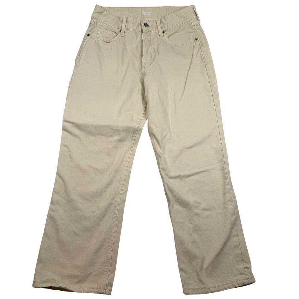 Old Navy Womens Beige Cotton Carpenter Pants Straight Leg High Rise Size 2